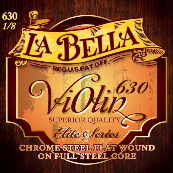 La Bella 630 Violin Strings Chrome Steel Flat Wound 1 8 Medium Zaranikas 1