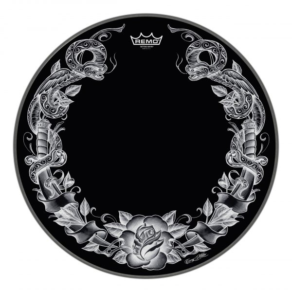 REMO Powerstroke 22" Tattoo Dragonrose Black Δέρμα για Drums