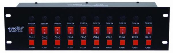 EUROLITE BOARD-10ST 10 SWITCHES PANEL (10 X FLASH BUTTONS), SEPARATE SWITCHING (10 SAFETY SOCKETS)