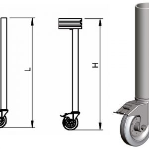 EUROTRUSS ED-SLC-04 ROUND LEG WITH CASTOR (WHEEL) H=40CM
