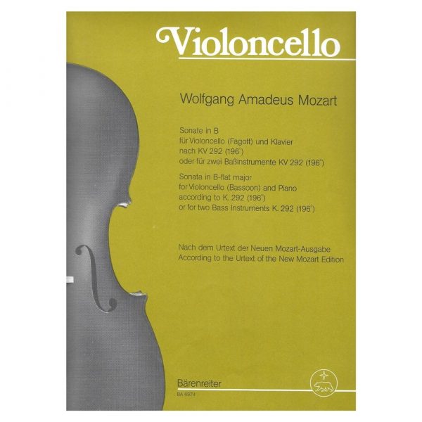 Barenreiter Mozart - Sonata in Bb Major for Cello & Piano Βιβλίο για τσέλο