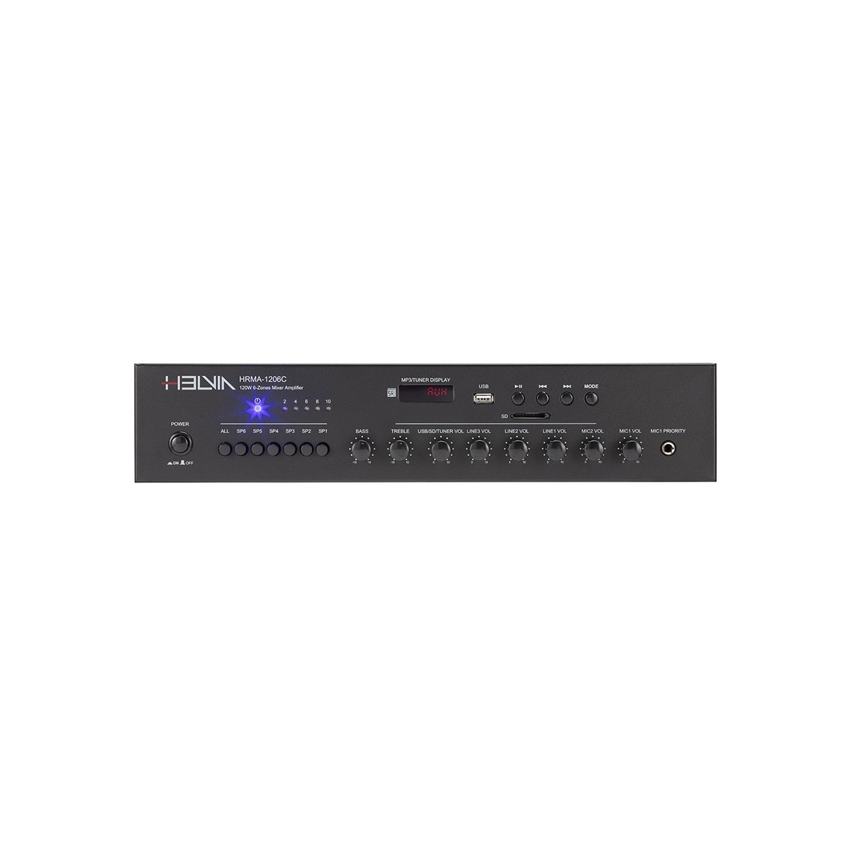 Helvia HRMA-1206C 6-Zones 120 Watt RMS with USB/SD/FM Τελικός ενισχυτής Helvia HRMA-1206C 6-Zones 120 Watt RMS with USB/SD/FM Τελικός ενισχυτής