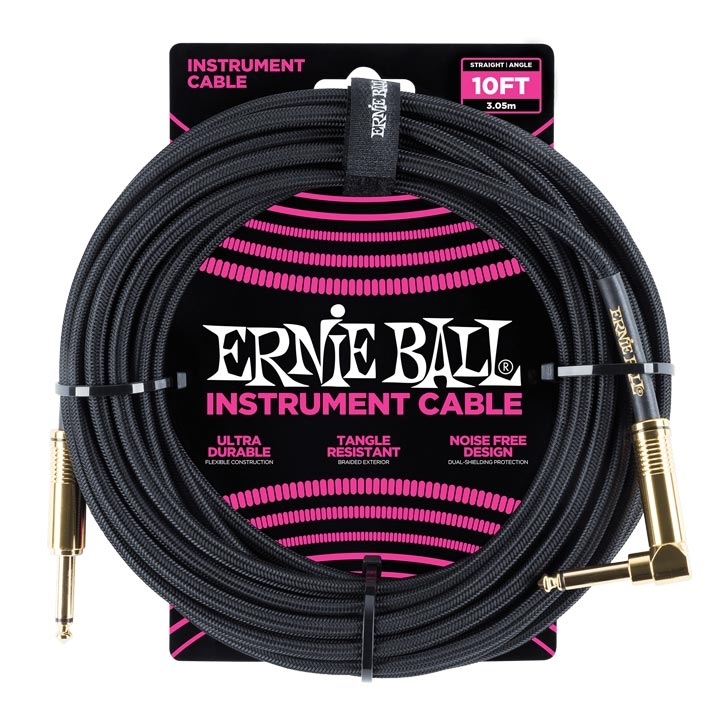 Ernie Ball 6081 Braided Angled Black 3.00m Καλώδιο οργάνου Ernie Ball 6081 Braided Angled Black 3.00m Καλώδιο οργάνου