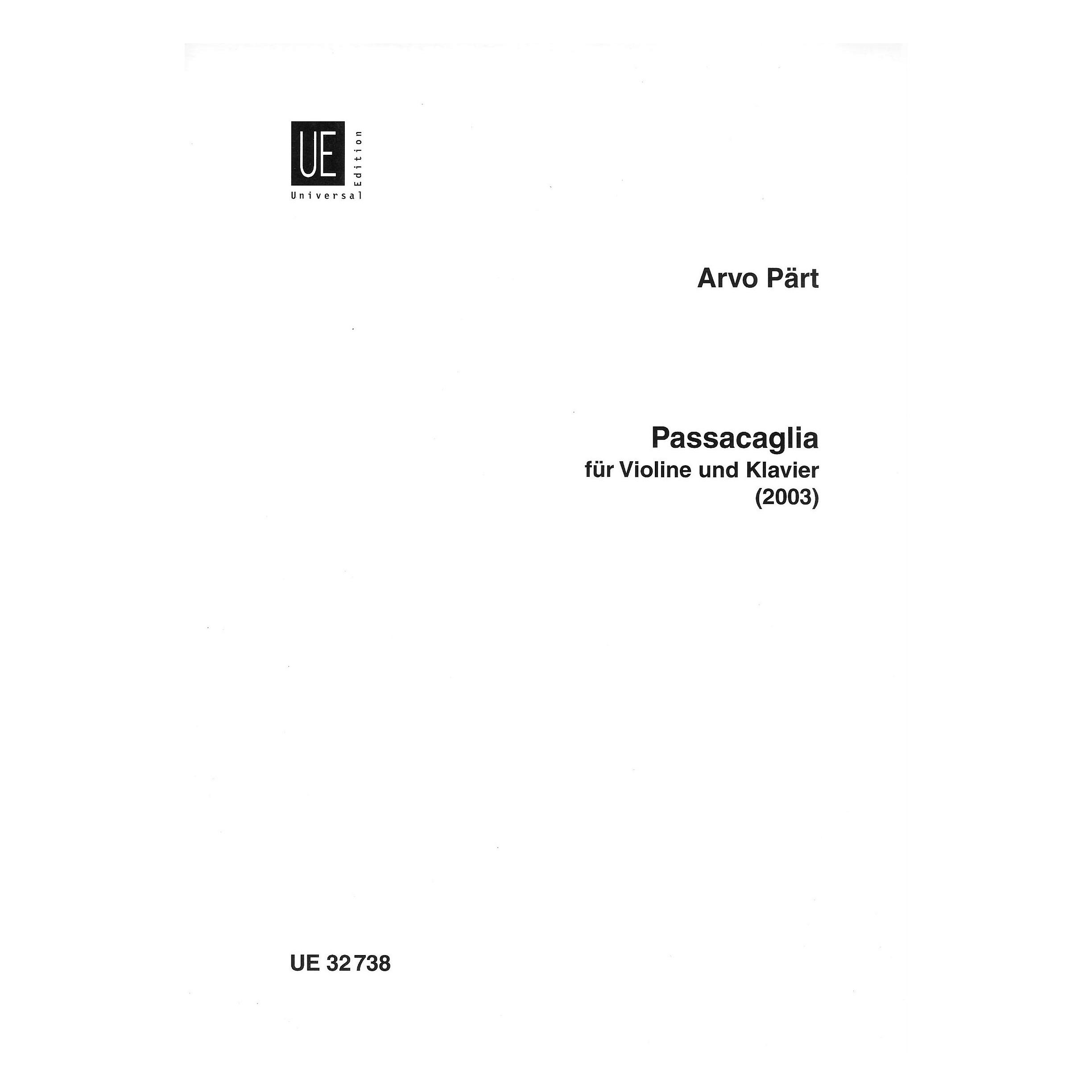 Universal Edition Part - Passacaglia Βιβλίο για Πιάνο και Βιολί Universal Edition Part - Passacaglia Βιβλίο για Πιάνο και Βιολί