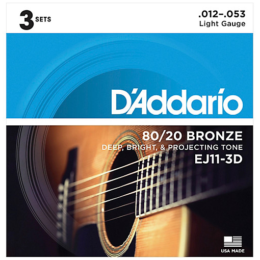 DADDARIO EJ 11 3D Χορδές Ακουστικής Κιθάρας 3 Σετ 12 53 498527 1