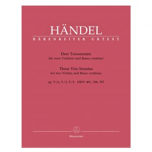 Barenreiter Handel - Three Trio Sonatas For 2 Violins & Basso Continuo Βιβλίο για βιολί