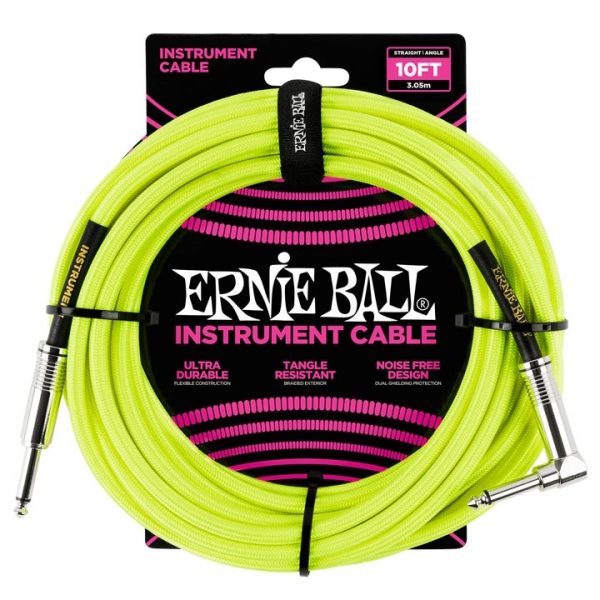 Ernie Ball 6080 Braided Angled Neon Yellow 3.00m Καλώδιο οργάνου