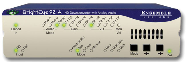 ENSEMBLE DESIGN BE-92 A BRIGHTEYE 92-A HD DOWNCONVERT WITH ANALOG AUDIO ENSEMBLE DESIGN BE-92 A BRIGHTEYE 92-A HD DOWNCONVERT WITH ANALOG AUDIO