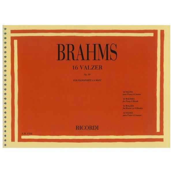 RICORDI Brahms - 16 Valzer Op.39, Four Hands Πιάνο 4 χέρια
