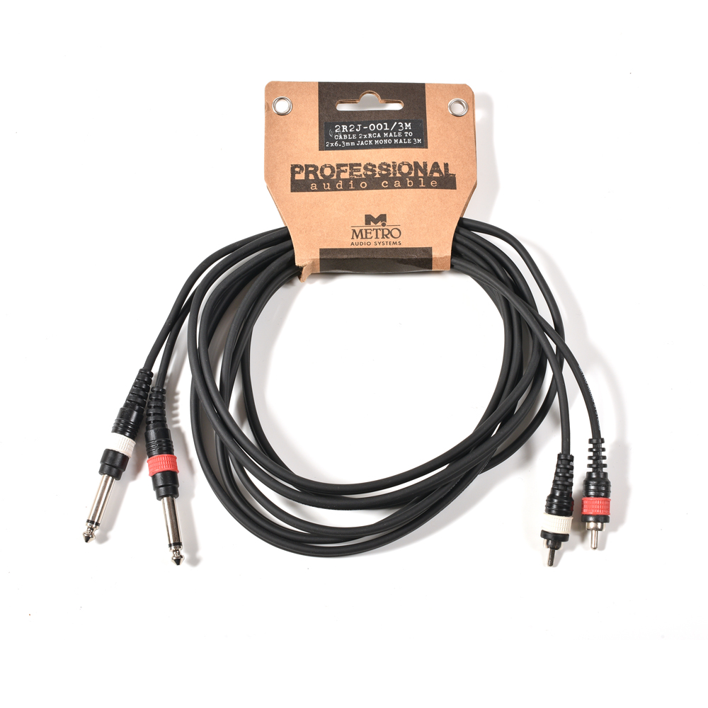 METRO Metro 2R2J-001/3M καλώδιο 2xRCA MALE σε 2x6.3mm jack mono male 3m 534016 2R2J001 3 02 opt
