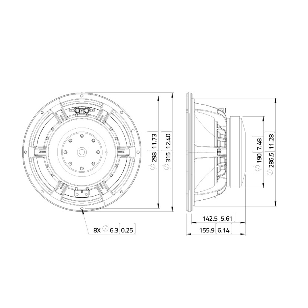LAVOCE WAF123.01 12" WOOFER 535007 waf123 01 02 opt
