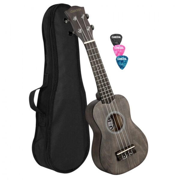 CASCHA HH-3960 Soprano Ukulele - Σοπράνο Γιουκαλίλι Μαύρο με θήκη