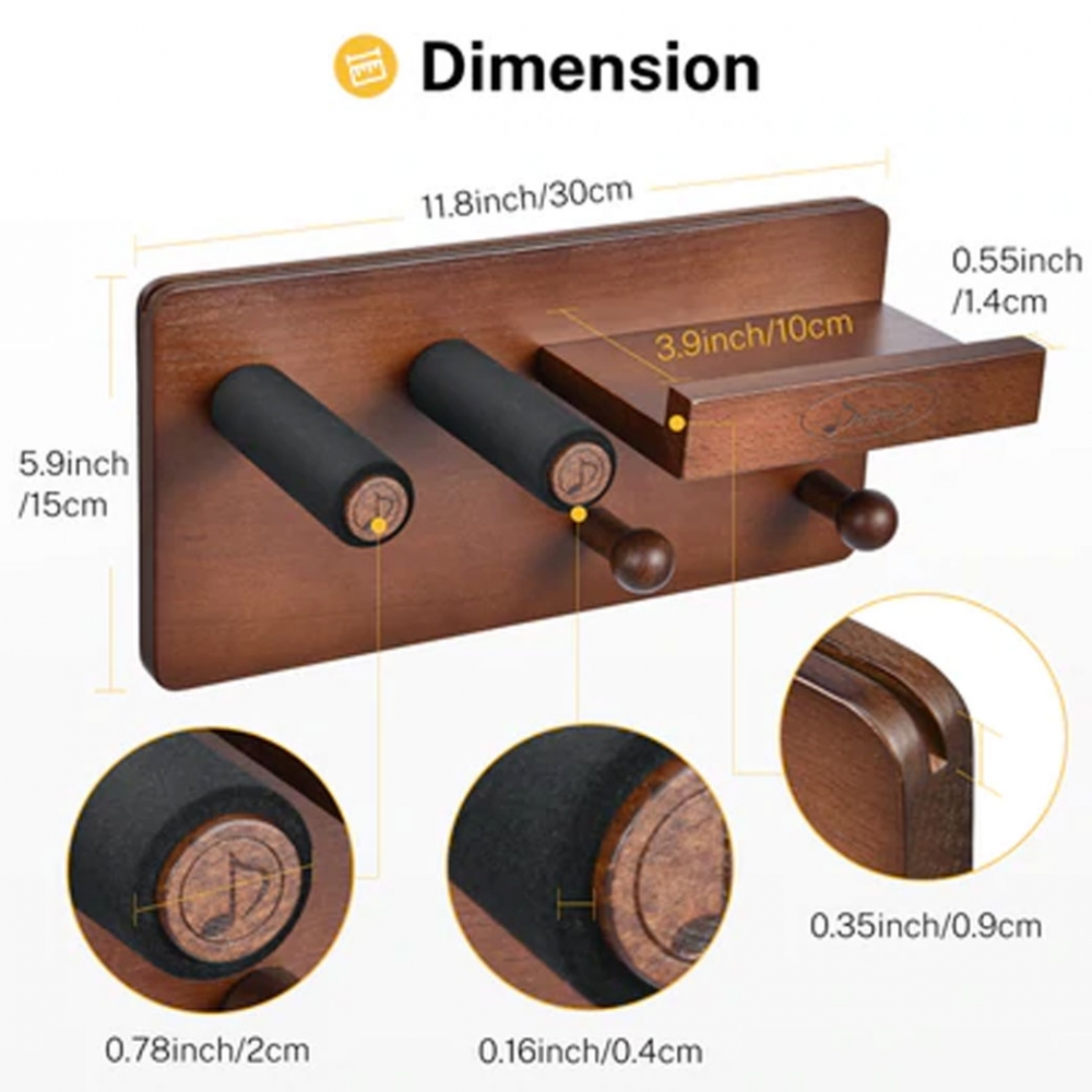 DONNER EC-2075 Βάση Κιθάρας Τοίχου με Ξύλινο Ράφι donnerecva 6307744