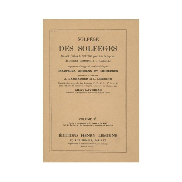 Solfege Des Solfeges, Vol.3B