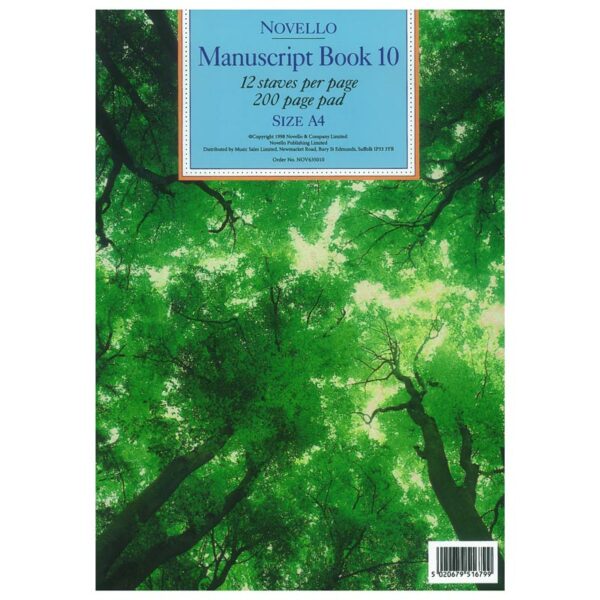 Novello Manuscript Book 10: 12 Staves - 200 pages (A4)