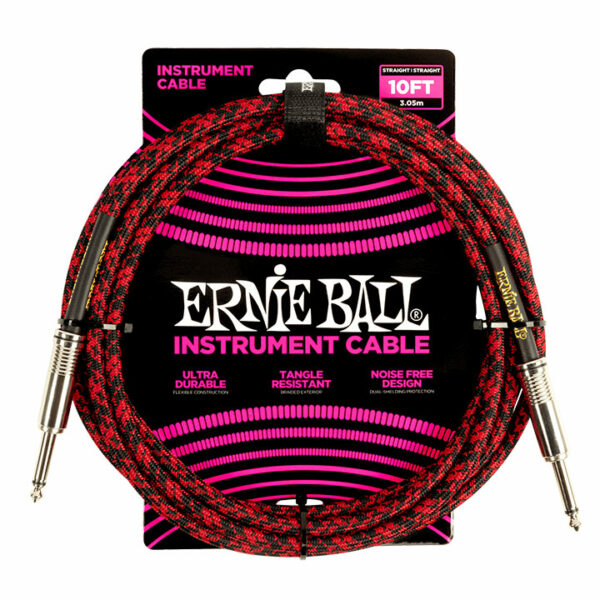 Ernie Ball 6394 Braided Red - Black 3.00m