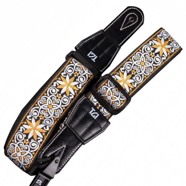 TGI TGS134F Guitar Strap Woven Cotton Persian Stitch Gold Zaranikas 1