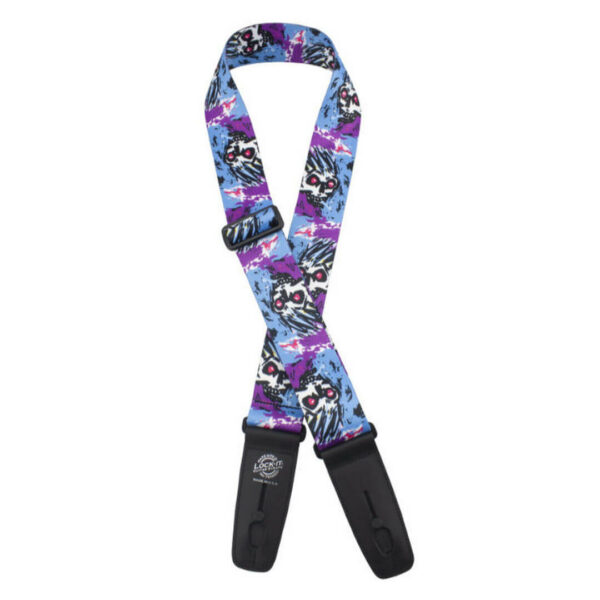 Lock-It Plush 2" Ζώνη Κιθάρας - Μπάσου Blue Violet Skull